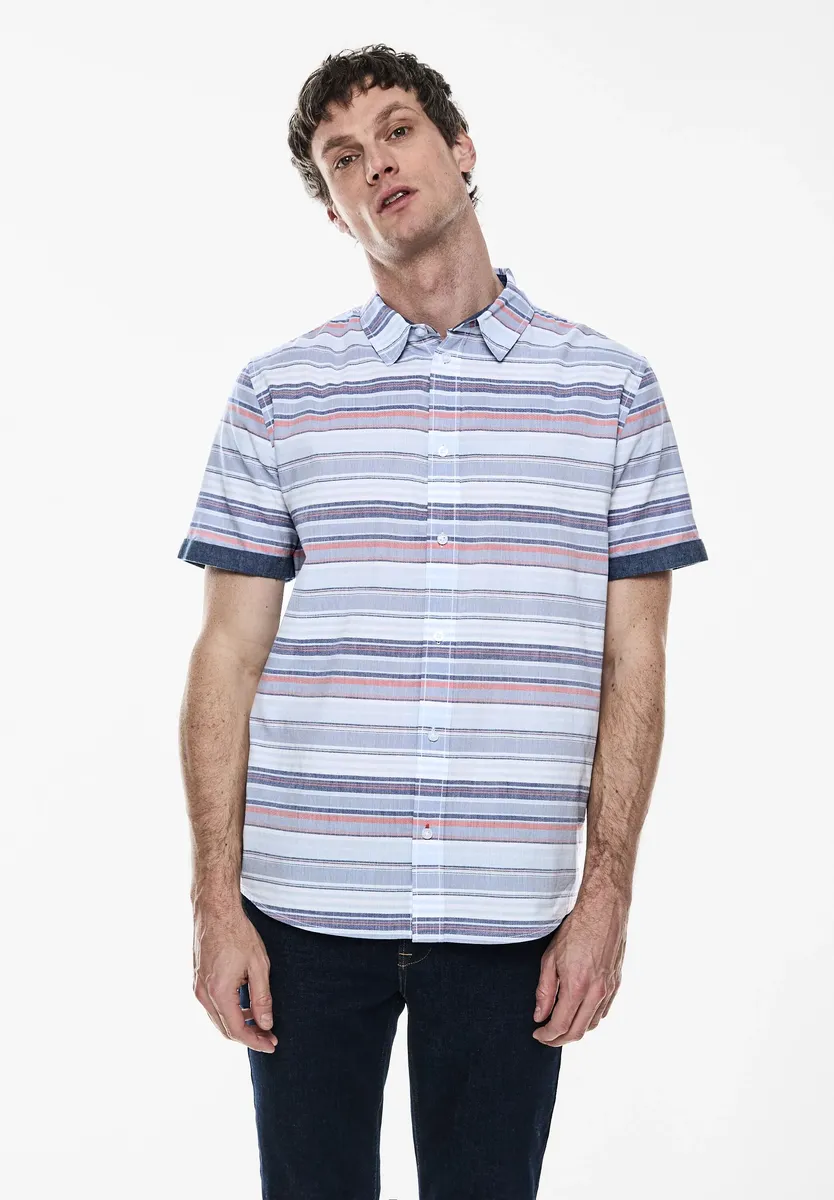 STREET ONE MEN рубашка с короткими рукавами, из чистого хлопка, синий 
STREET ONE MEN рубашка с короткими рукавами, из чистого хлопка, синий