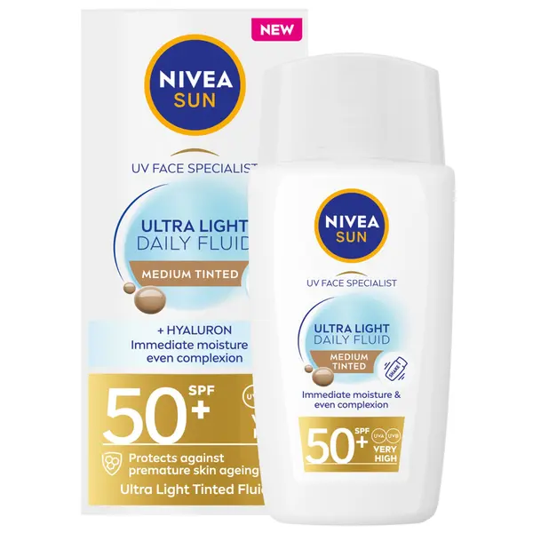 Защитный флюид для лица spf50+ средне тонированный, 40 мл Nivea Sun
Защитный флюид для лица spf50+ средне тонированный, 40 мл Nivea Sun