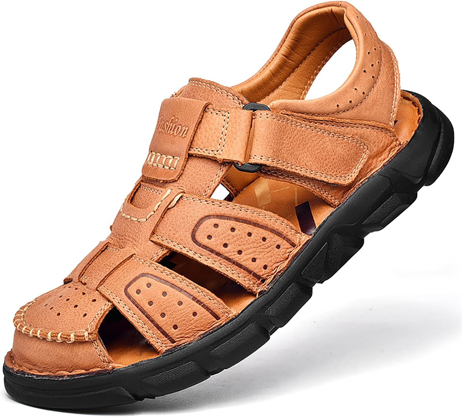 Мужские сандалии-рыбацкие с закрытым носком из натуральной кожи, регулируемые на липучке, для повседневного ношения, походов, удобные, нескользящие, для пляжа, спорта, прогулок и путешествий Rynkoma, светло-коричневый
Мужские сандалии-рыбацкие с закрытым носком из натуральной кожи, регулируемые на липучке, для повседневного ношения, походов, удобные, нескользящие, для пляжа, спорта, прогулок и путешествий Rynkoma, светло-коричневый