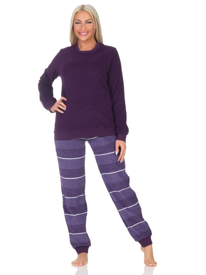 Пижама NORMANN Frottee langarm Bündchen Streifenoptik, фиолетовый
Пижама NORMANN Frottee langarm Bündchen Streifenoptik, фиолетовый