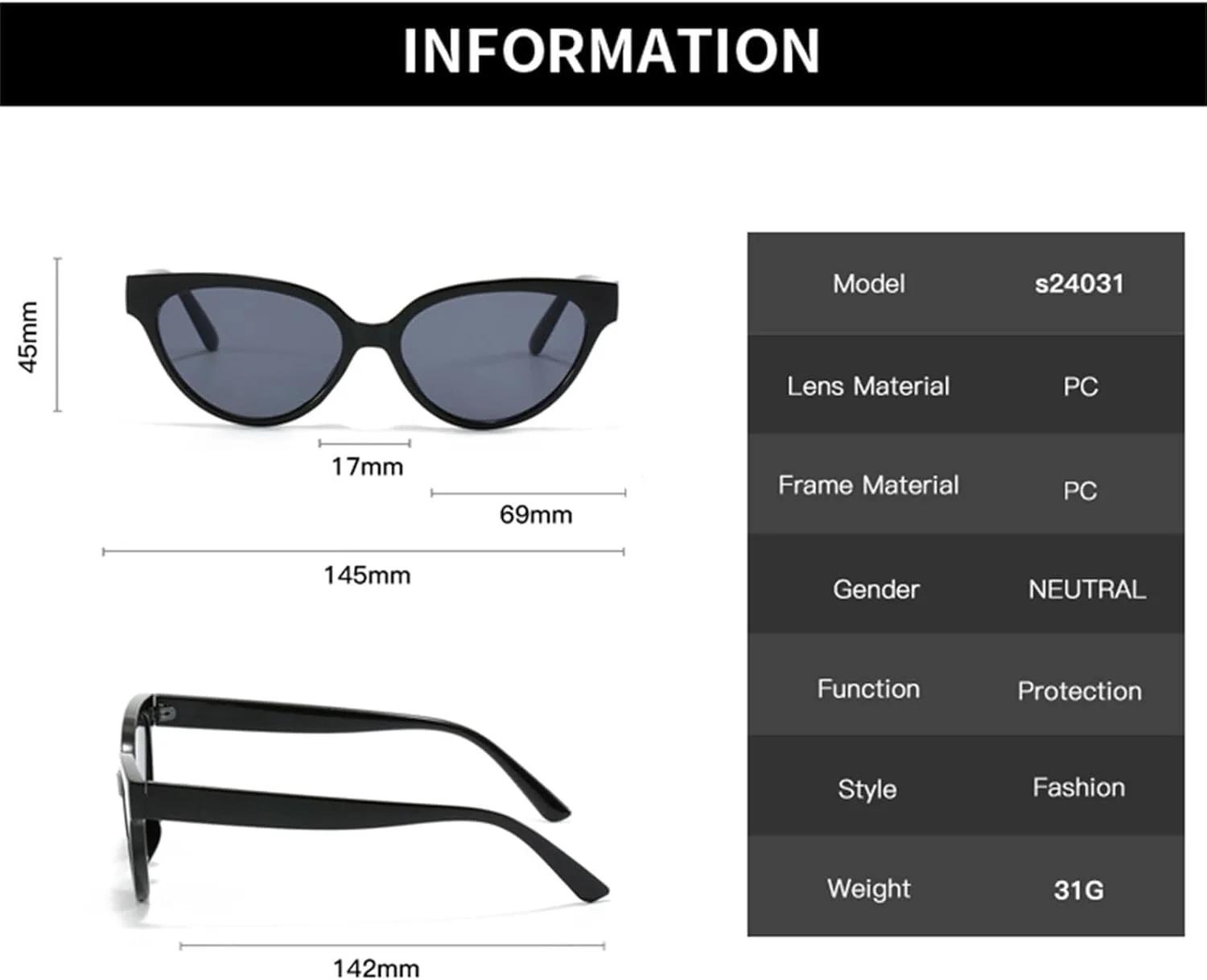 Солнцезащитные очки для женщин и мужчин, ретро-очки «кошачий глаз», солнцезащитные очки с защитой от УФ-излучения UV400, винтажные очки для женщин SZVVBKK, Champagne
Солнцезащитные очки для женщин и мужчин, ретро-очки «кошачий глаз», солнцезащитные очки с защитой от УФ-излучения UV400, винтажные очки для женщин SZVVBKK, Champagne