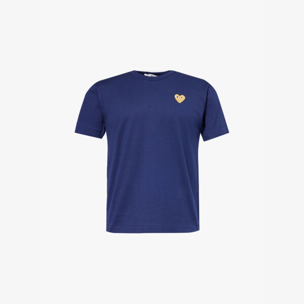 Футболка из хлопкового джерси с фирменной аппликацией в виде маленького золотого сердца Comme Des Garcons Play, синий
Футболка из хлопкового джерси с фирменной аппликацией в виде маленького золотого сердца Comme Des Garcons Play, синий