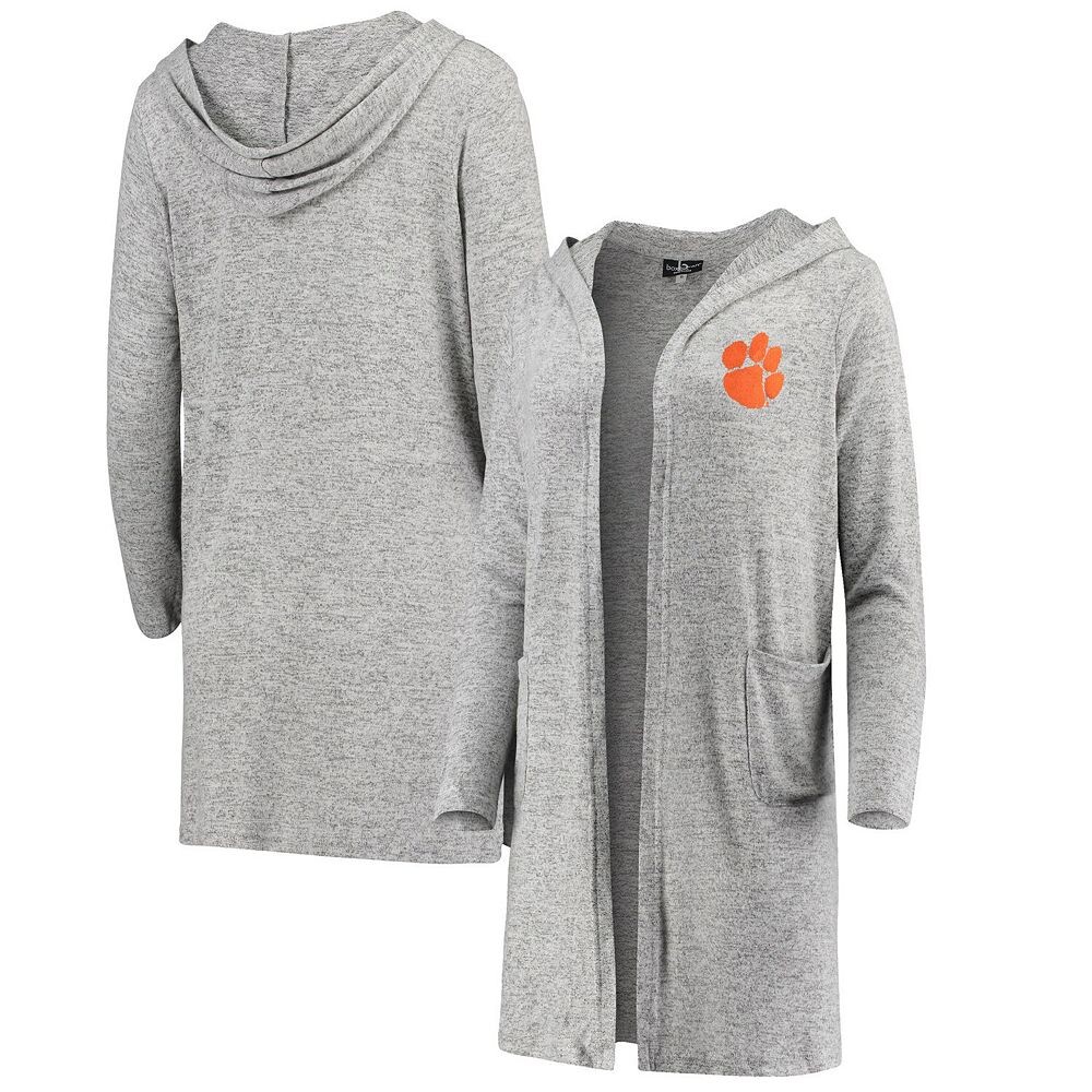 Женский серый кардиган Clemson Tigers Cuddle Soft Duster с меланжевым рисунком Boxercraft, цвет Clm Grey 
Женский серый кардиган Clemson Tigers Cuddle Soft Duster с меланжевым рисунком Boxercraft, цвет Clm Grey