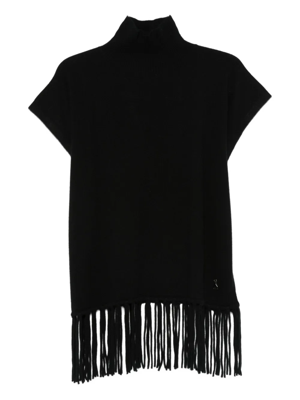 Пончо с бахромой и высоким воротом Patrizia Pepe, черный
Пончо с бахромой и высоким воротом Patrizia Pepe, черный