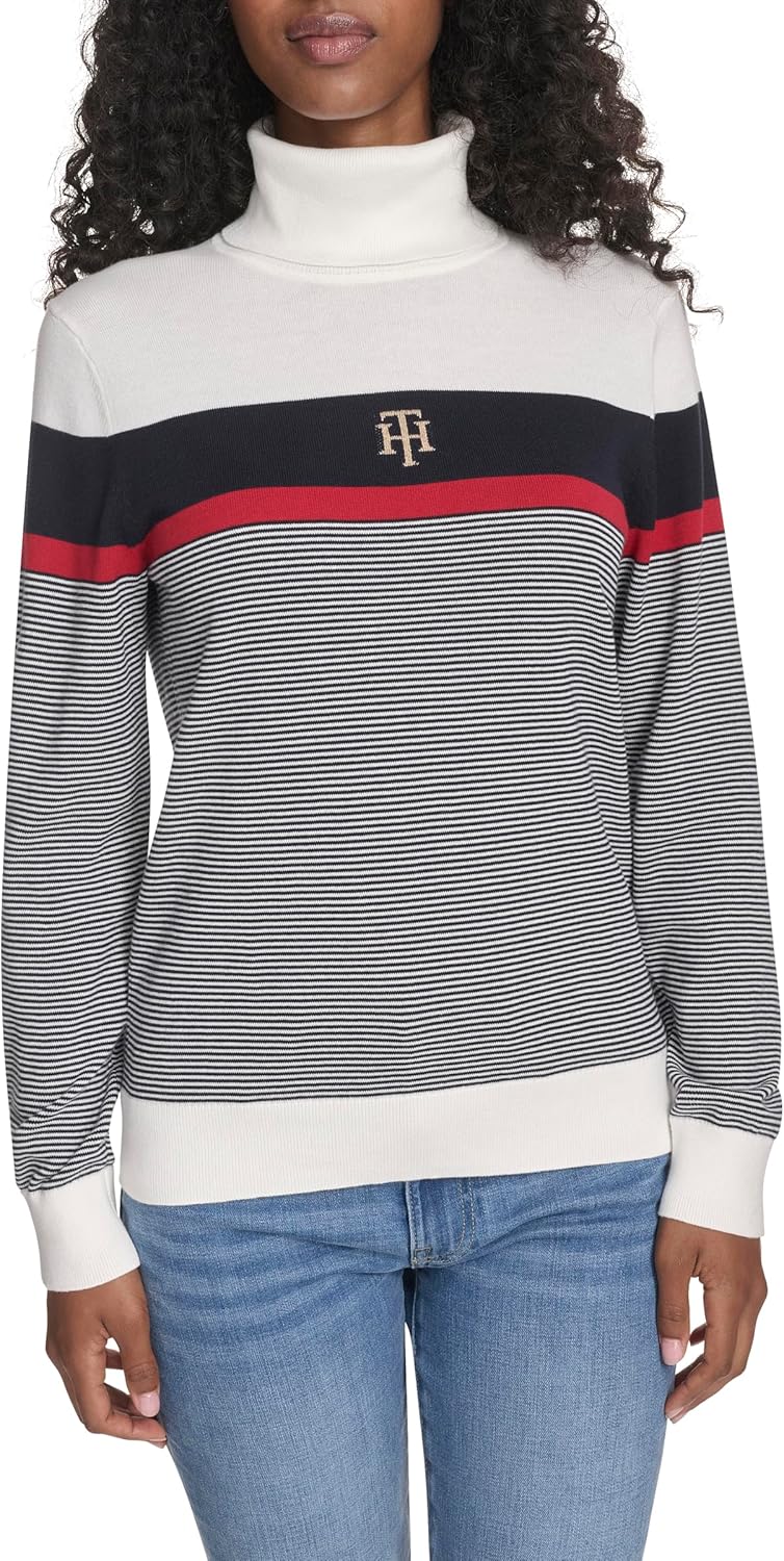 Женская хлопковая водолазка с длинным рукавом Tommy Hilfiger, легкая, Ivory Multi Stripe
Женская хлопковая водолазка с длинным рукавом Tommy Hilfiger, легкая, Ivory Multi Stripe