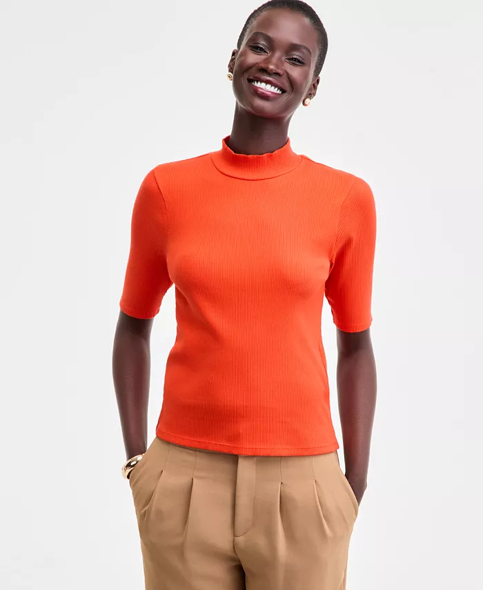 Женский топ с воротником-стойкой и рукавами до локтя On 34th, оранжевый
Женский топ с воротником-стойкой и рукавами до локтя On 34th, оранжевый