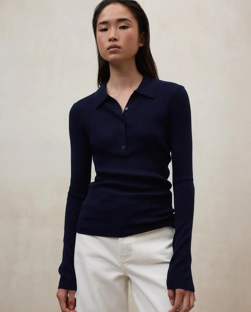 Женский трикотажный джемпер с воротником на пуговицах Ecoalf, темно-синий
Женский трикотажный джемпер с воротником на пуговицах Ecoalf, темно-синий