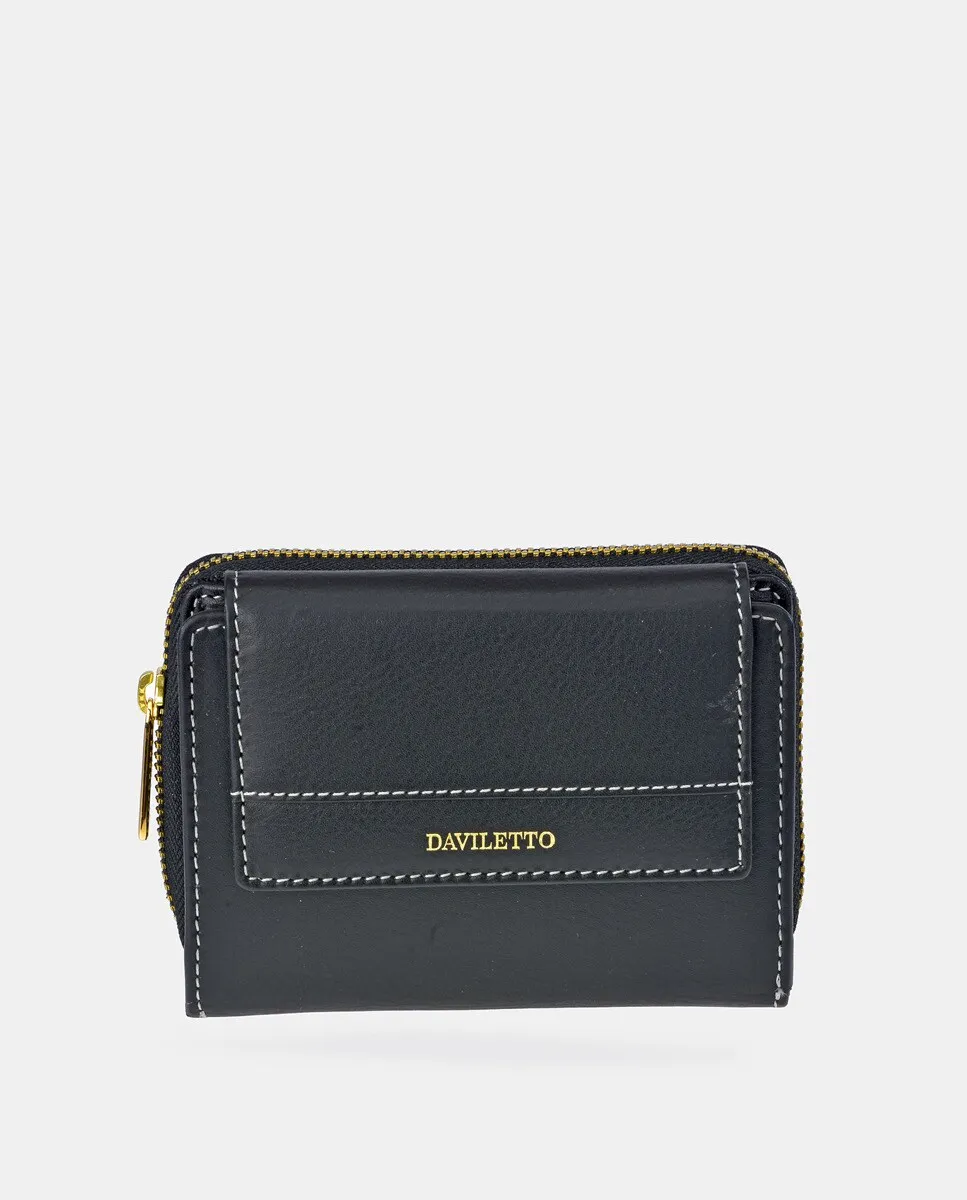 Кожаный кошелек с клапаном Daviletto, черный
Кожаный кошелек с клапаном Daviletto, черный