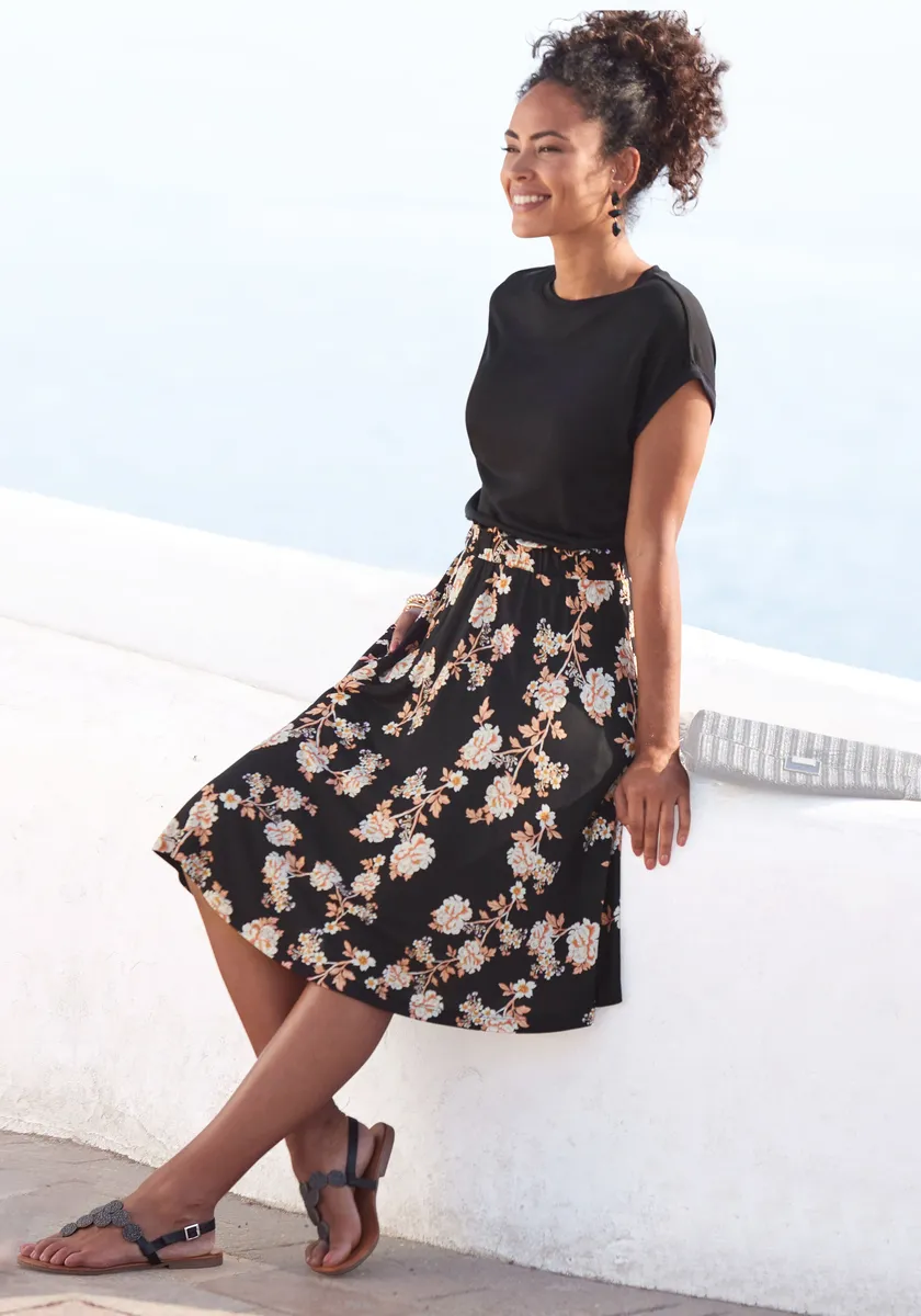 Платье из джерси LASCANA с поясом из бумажного пакета и юбкой с принтом, летнее платье с короткими рукавами, оранжевый
Платье из джерси LASCANA с поясом из бумажного пакета и юбкой с принтом, летнее платье с короткими рукавами, оранжевый