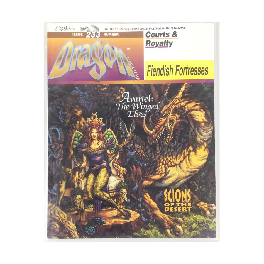Журнал #233 "Avariel - The Winged Elves, Fiendish Fortresses, Going to Court", Dragon Magazine (UK Edition) #201 - #250
Журнал #233 "Avariel - The Winged Elves, Fiendish Fortresses, Going to Court", Dragon Magazine (UK Edition) #201 - #250