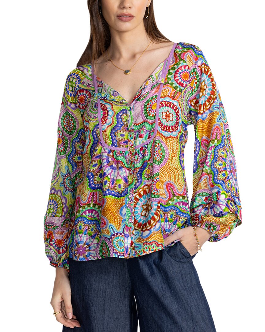 Джонни Вас Джанника Шелковая рубашка Johnny Was, синий 
Джонни Вас Джанника Шелковая рубашка Johnny Was, синий