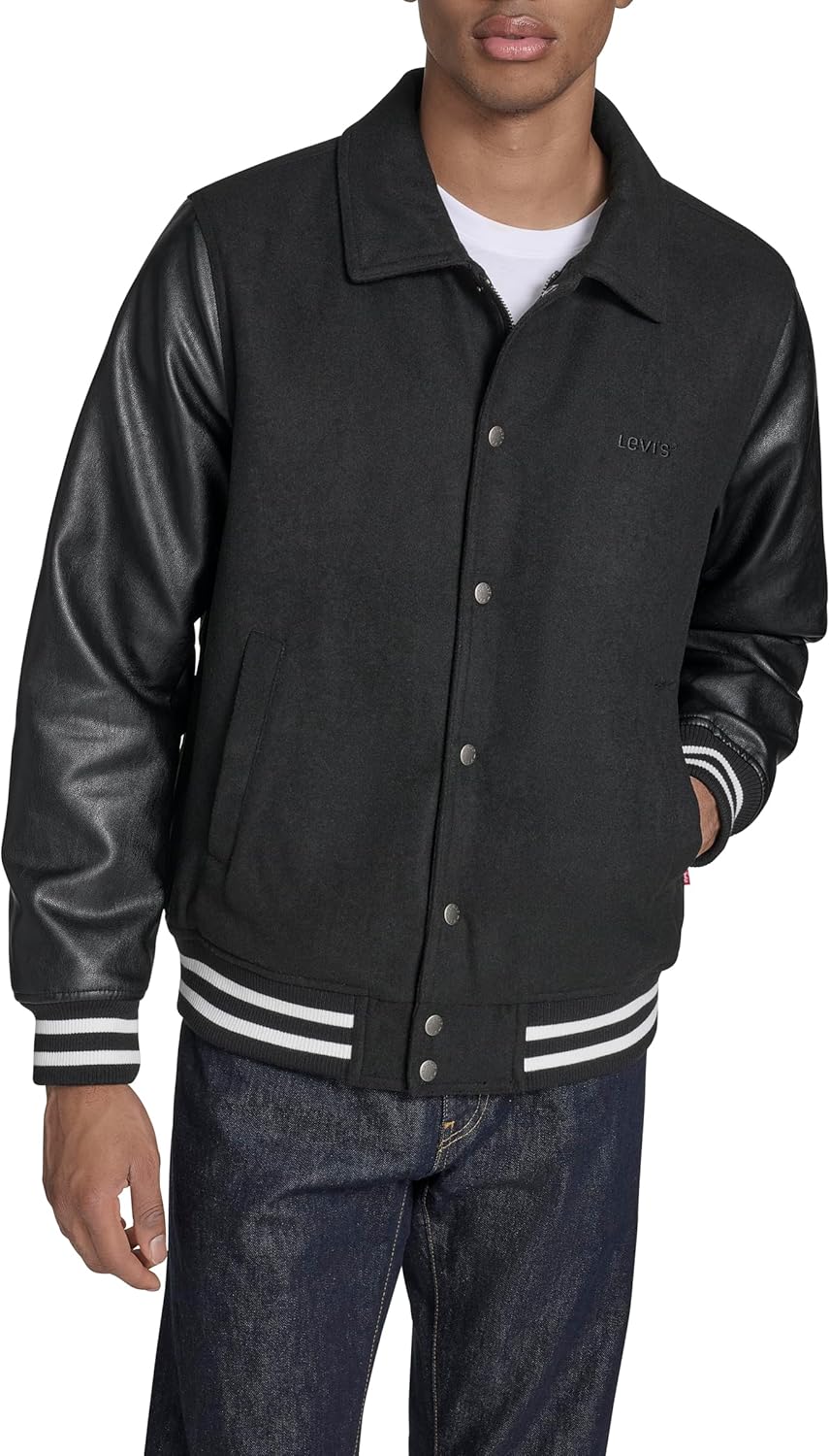 Мужская университетская куртка Levi's Letterman смешанной расцветки, Black Laydown Collar
Мужская университетская куртка Levi's Letterman смешанной расцветки, Black Laydown Collar