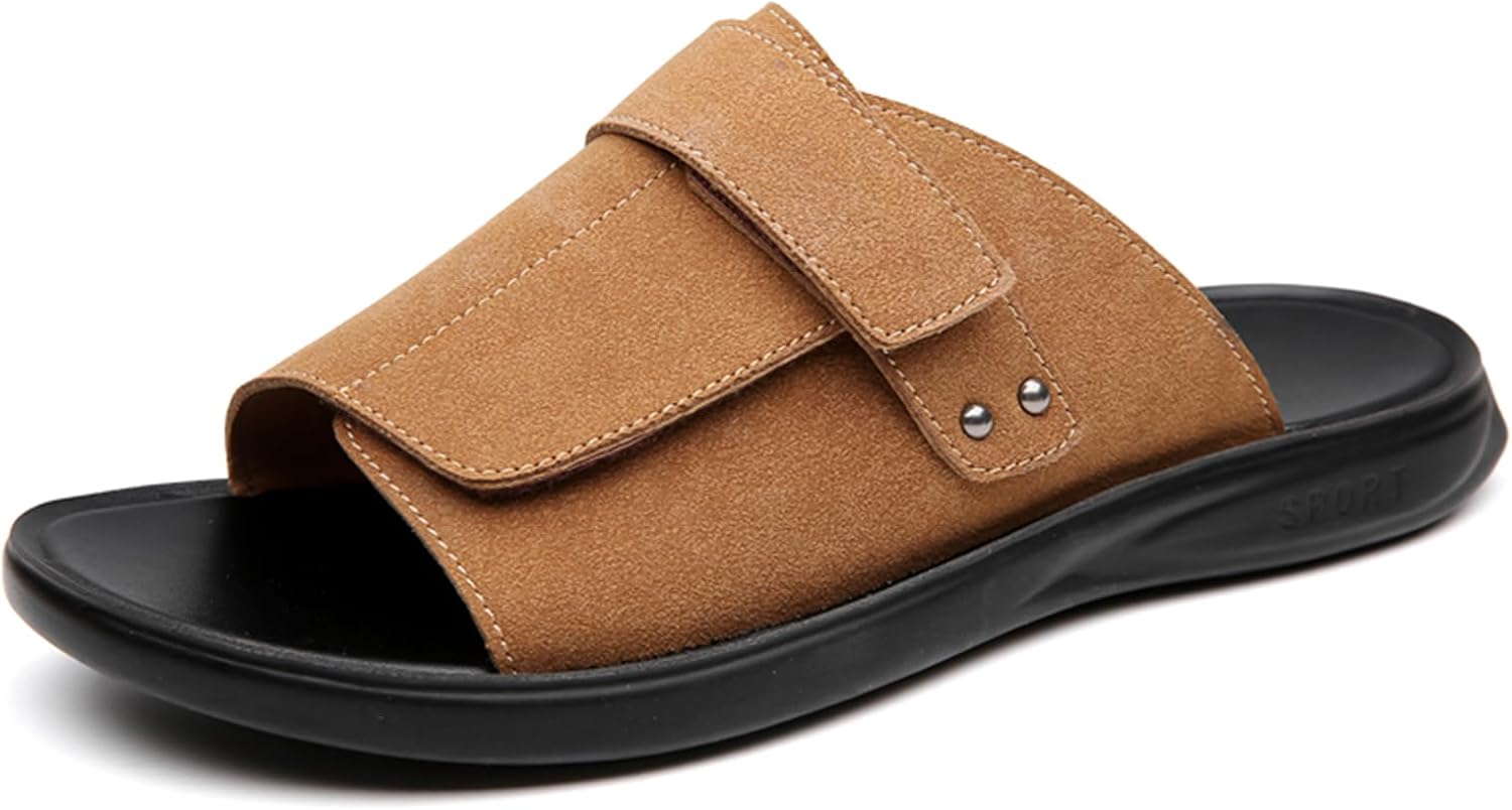 Мужские кожаные сандалии для улицы, повседневные легкие сандалии с антискользящей подошвой, летние шлепанцы, размеры US 6-13 Abborora, коричневый
Мужские кожаные сандалии для улицы, повседневные легкие сандалии с антискользящей подошвой, летние шлепанцы, размеры US 6-13 Abborora, коричневый