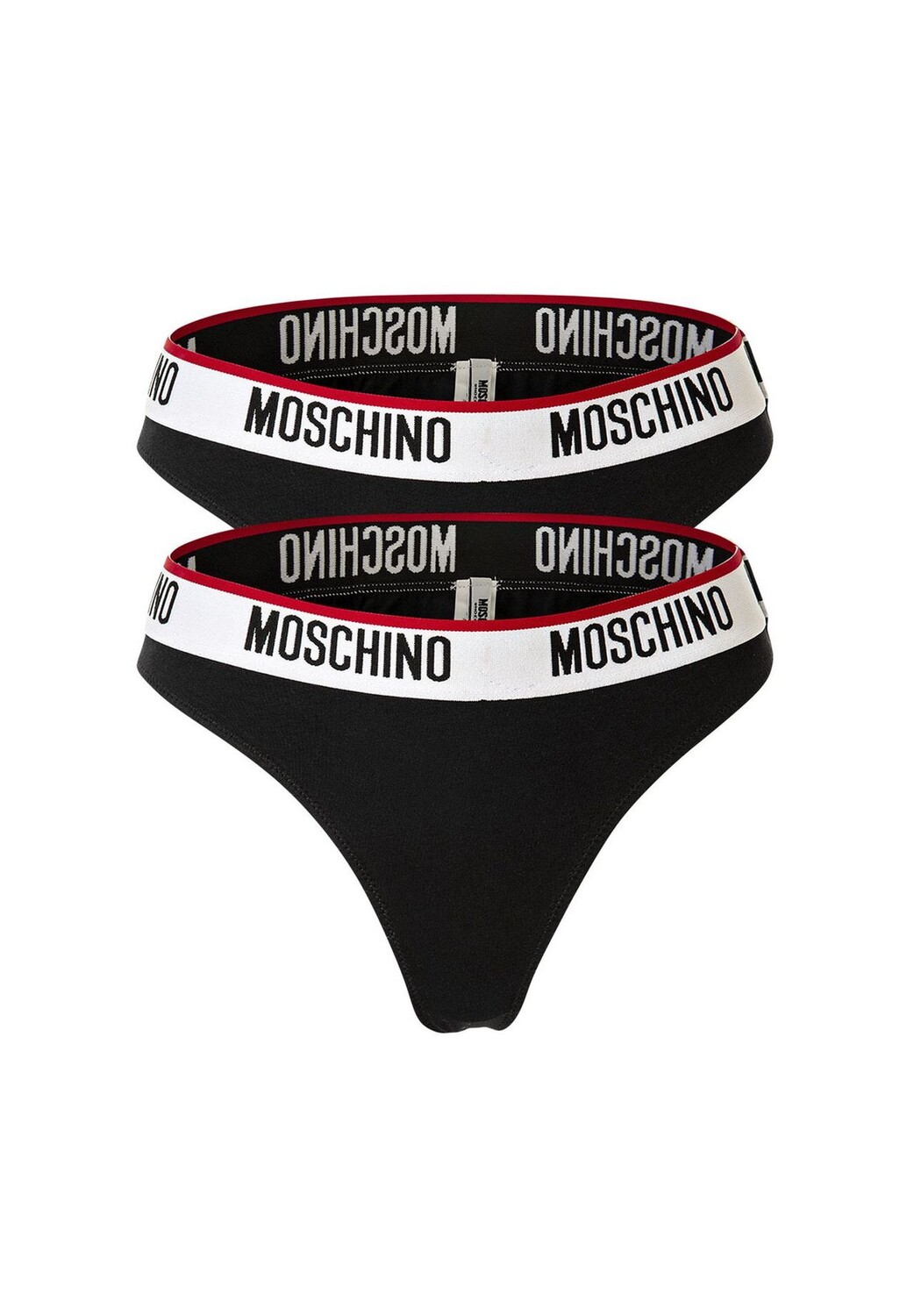 Набор женских стрингов (2 шт.), смесовый хлопок, однотонный, с логотипом на поясе MOSCHINO, черный 
Набор женских стрингов (2 шт.), смесовый хлопок, однотонный, с логотипом на поясе MOSCHINO, черный