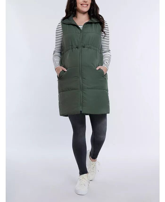 Женский тканый стеганый жилет без рукавов с застежкой-молнией - Motherhood Maternity, зеленый 
Женский тканый стеганый жилет без рукавов с застежкой-молнией - Motherhood Maternity, зеленый