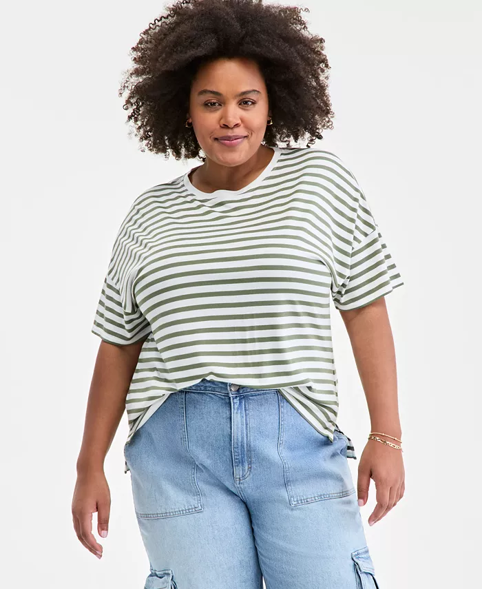 Модная полосатая футболка свободного кроя больших размеров On 34th, мультиколор
Модная полосатая футболка свободного кроя больших размеров On 34th, мультиколор