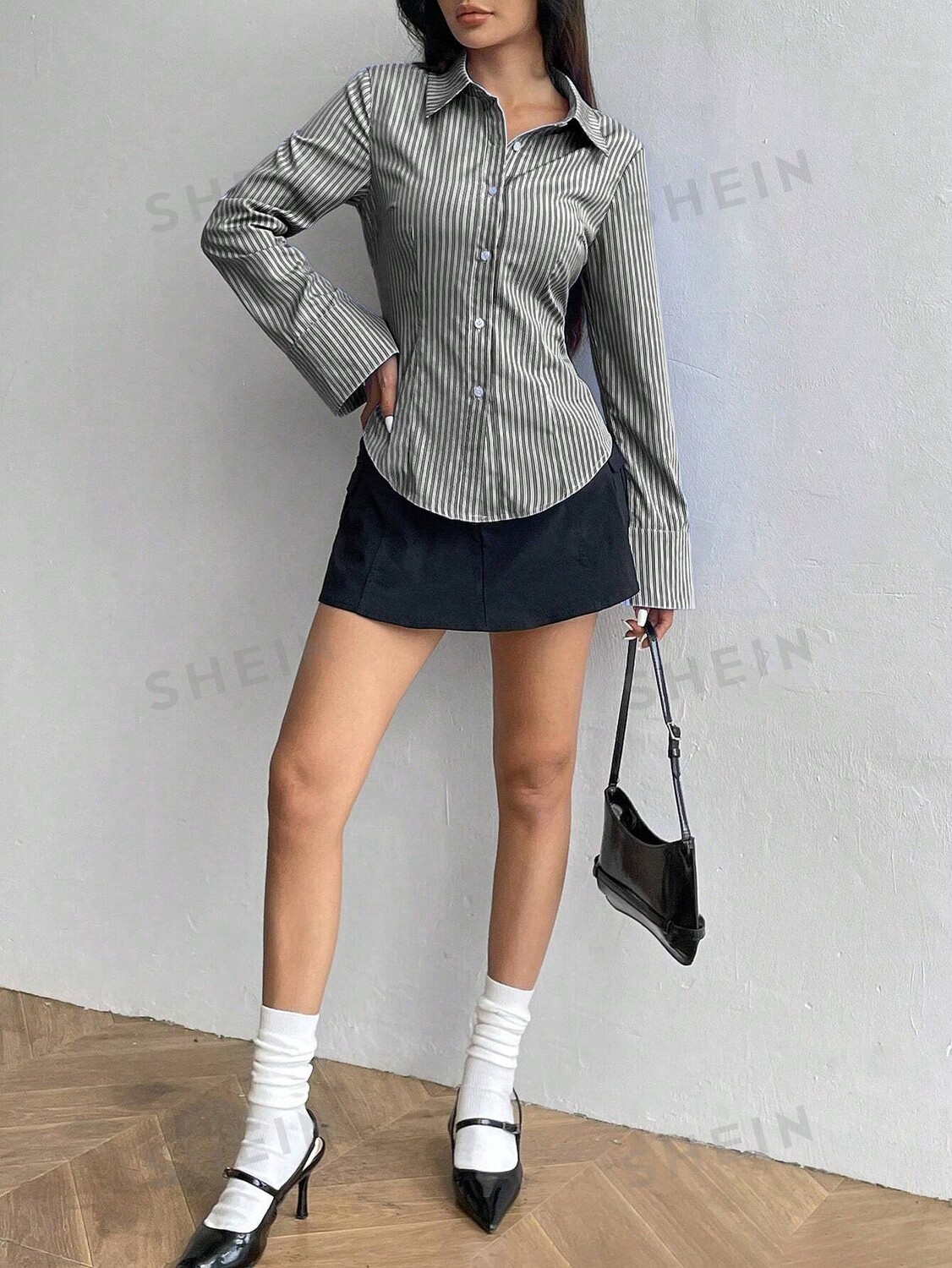 EZwear, Однотонная, облегающая полосатая рубашка с длинными рукавами для женщин Shein, мультиколор
EZwear, Однотонная, облегающая полосатая рубашка с длинными рукавами для женщин Shein, мультиколор