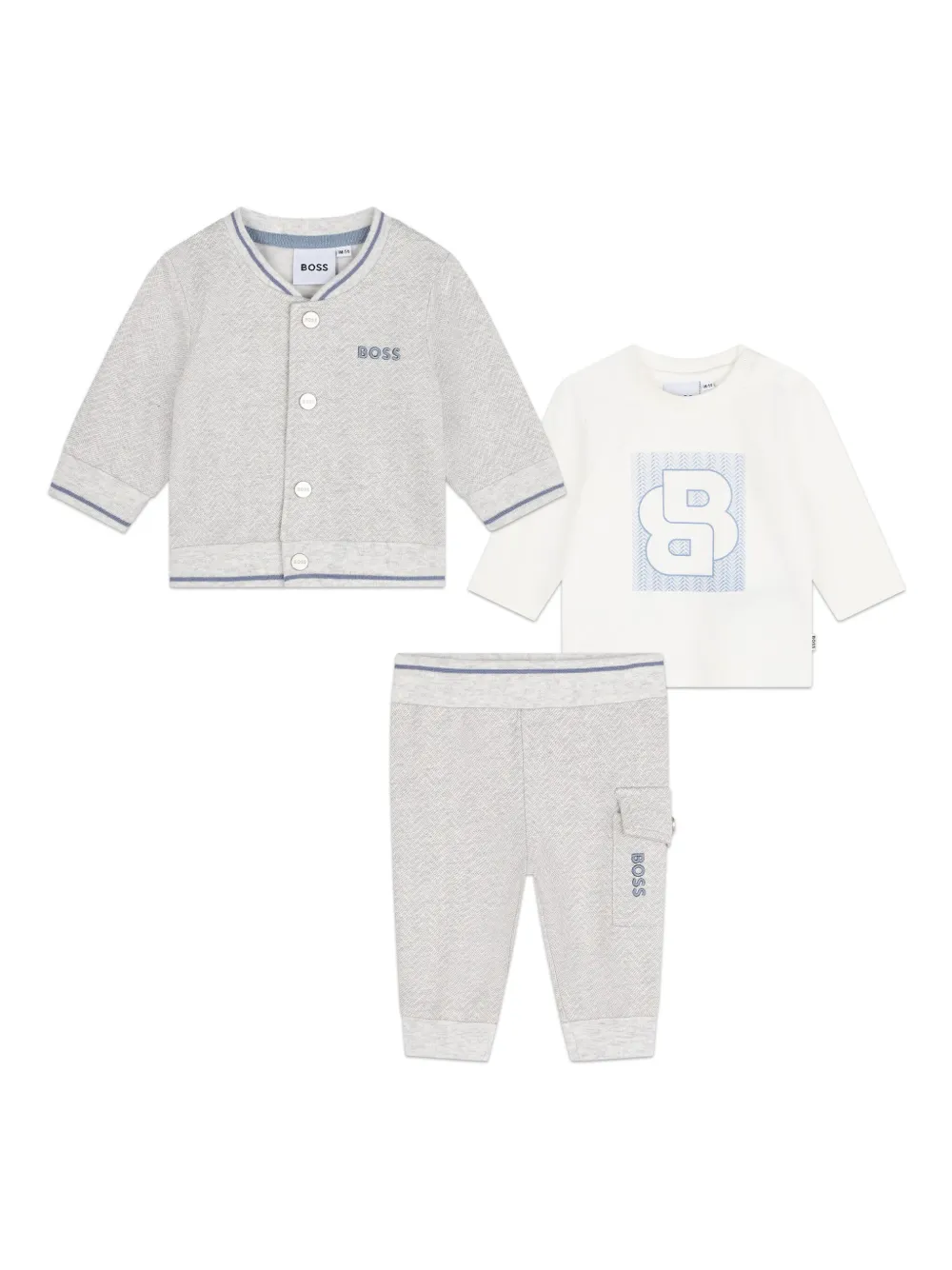 Комплект из трех брюк с узором зигзаг BOSS Kidswear, серый
Комплект из трех брюк с узором зигзаг BOSS Kidswear, серый