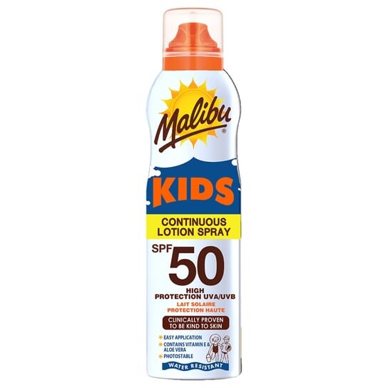 Лосьон-спрей, молочко-спрей для детей, SPF50, 175 мл Malibu
Лосьон-спрей, молочко-спрей для детей, SPF50, 175 мл Malibu