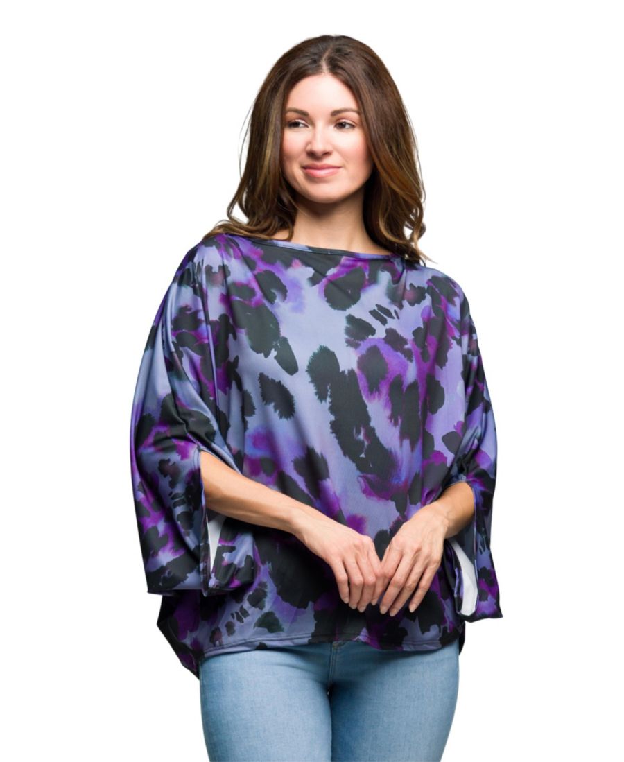 Женская фиолетовая блузка с анималистическим принтом, вырезом-лодочкой и рукавами летучая мышь 24seven Comfort Apparel, Purple Multi
Женская фиолетовая блузка с анималистическим принтом, вырезом-лодочкой и рукавами летучая мышь 24seven Comfort Apparel, Purple Multi