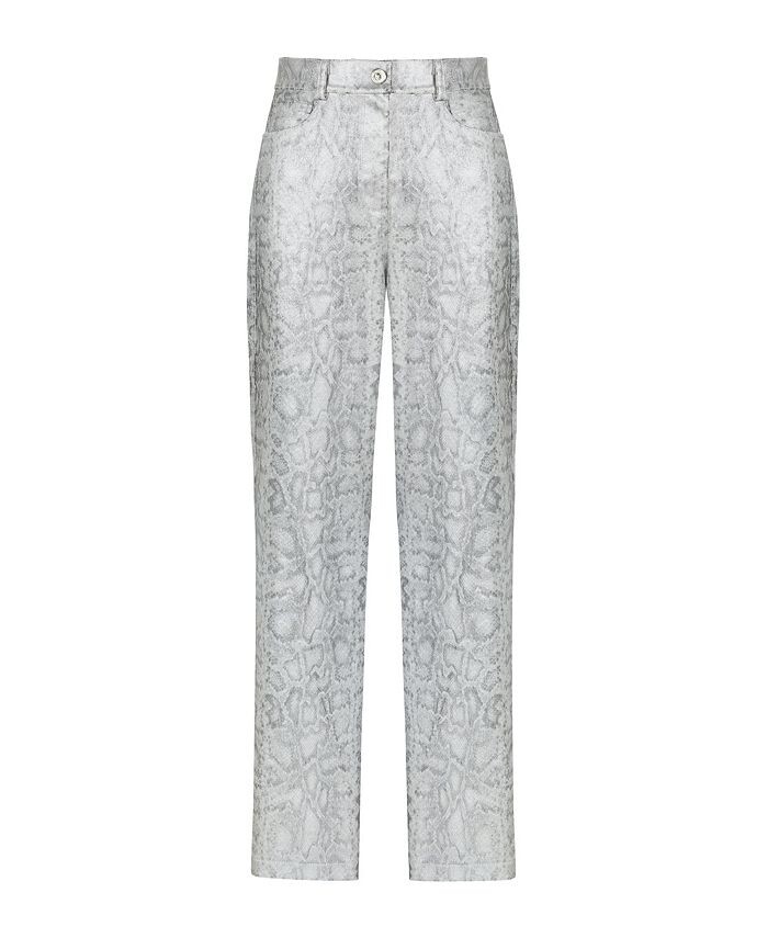 Женские брюки с серебряным змеиным принтом NOCTURNE, серебро
Женские брюки с серебряным змеиным принтом NOCTURNE, серебро