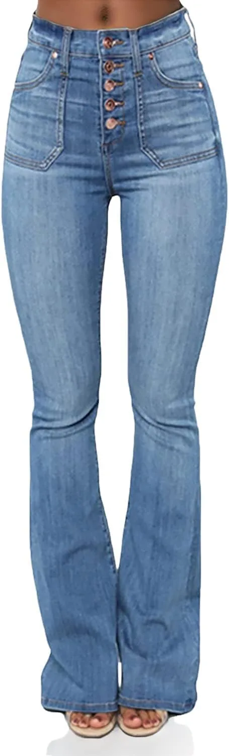 Женские джинсы в ретро-стиле с зауженным клешем и высокой посадкой на пуговицах
Женские джинсы в ретро-стиле с зауженным клешем и высокой посадкой на пуговицах