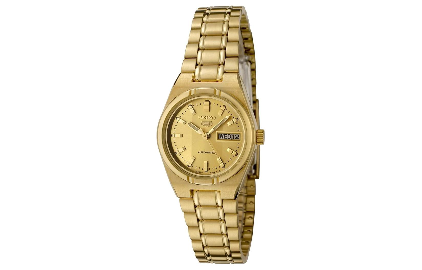 Автоматический механизм Нержавеющая сталь Ремешок Часы Женские Золотой циферблат SEIKO
Автоматический механизм Нержавеющая сталь Ремешок Часы Женские Золотой циферблат SEIKO