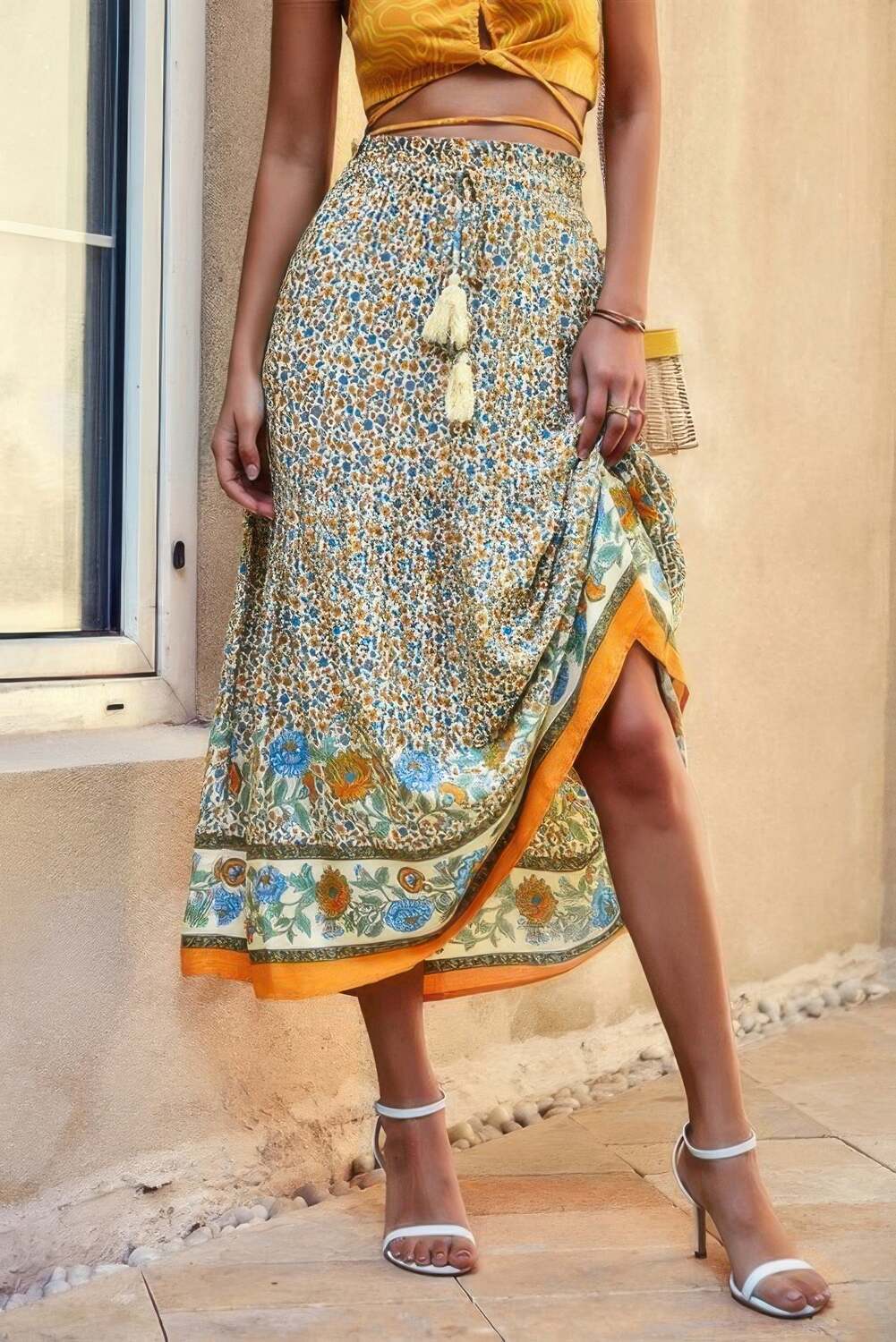 Юбка макси с высокой талией, оборками и завязками TRUEDAMES, бежевый
Юбка макси с высокой талией, оборками и завязками TRUEDAMES, бежевый