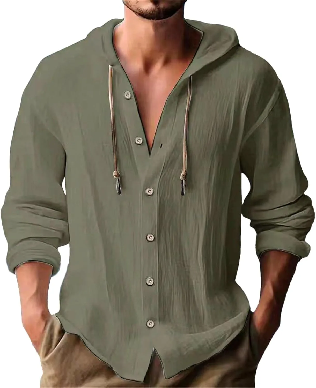 Хлопковая льняная толстовка с капюшоном для мужчин, летняя, с длинными рукавами и застежкой на пуговицах Costaric
Хлопковая льняная толстовка с капюшоном для мужчин, летняя, с длинными рукавами и застежкой на пуговицах Costaric