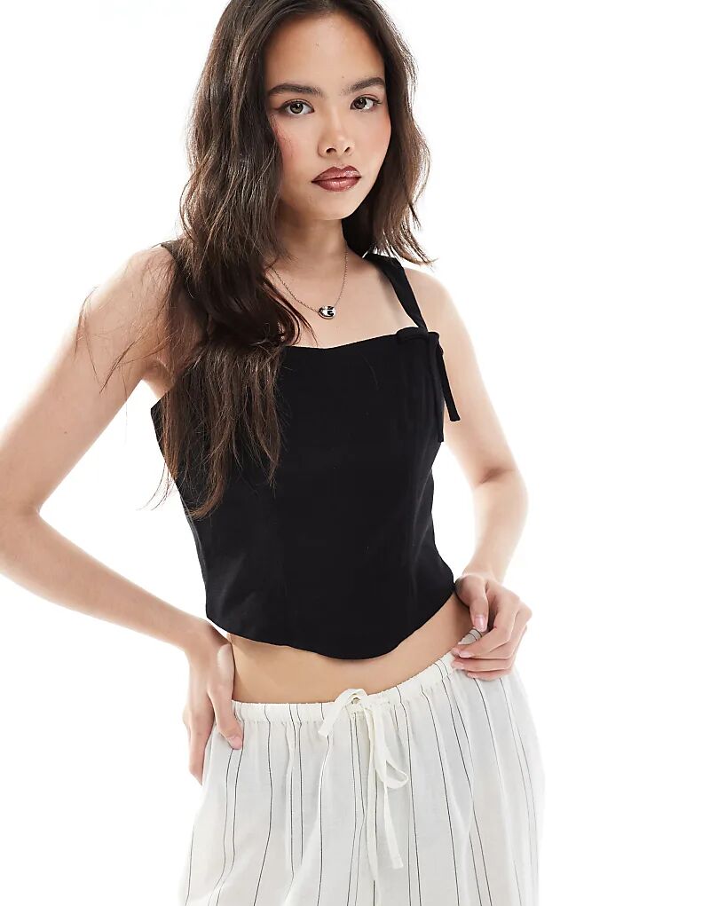 Корсетный топ Miss Selfridge из льняной смеси с бантом, черный
Корсетный топ Miss Selfridge из льняной смеси с бантом, черный