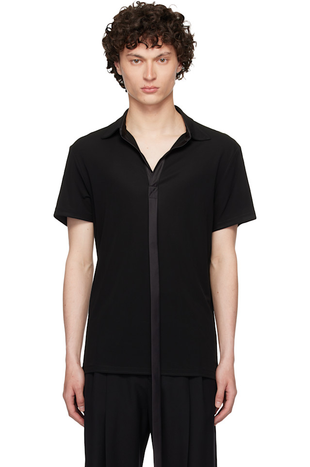 Сатиновая полосатая вискозная поло Aaron Esh, черный
Сатиновая полосатая вискозная поло Aaron Esh, черный