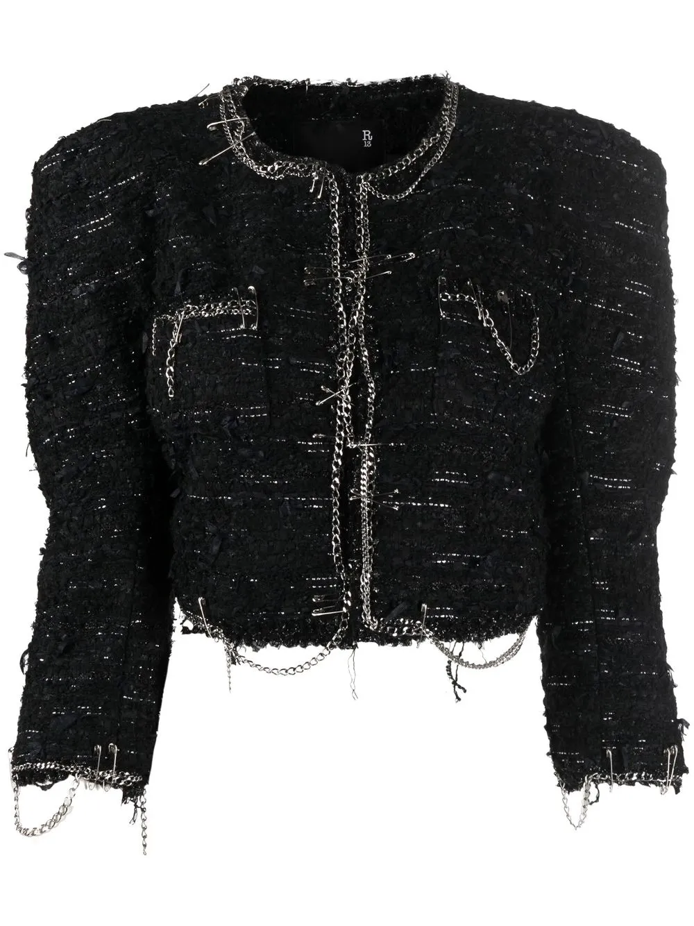Укороченный твидовый жакет R13, черный
Укороченный твидовый жакет R13, черный