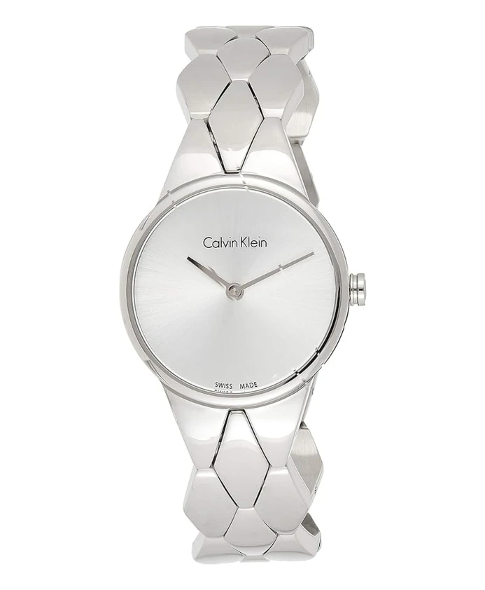 Элегантные кварцевые часы с ярким дизайном. Calvin Klein, серый 
Элегантные кварцевые часы с ярким дизайном. Calvin Klein, серый