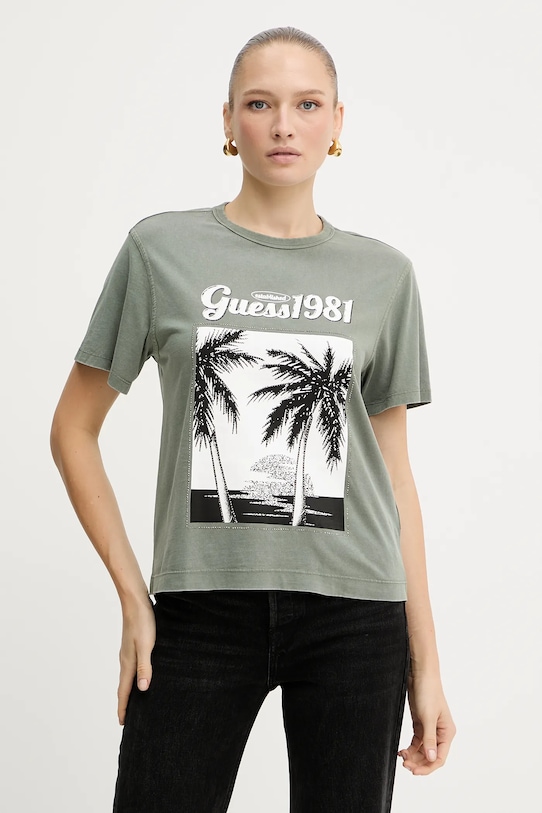 Хлопковая футболка Guess, зеленый
Хлопковая футболка Guess, зеленый