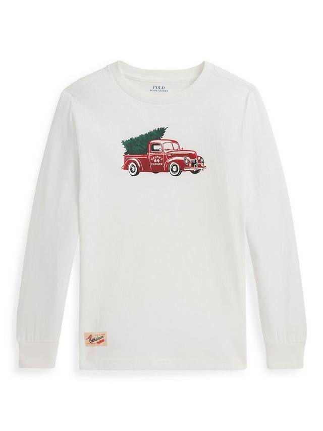 Детская хлопковая футболка с длинным рукавом и праздничным грузовиком Ralph Lauren, Trophy Cream
Детская хлопковая футболка с длинным рукавом и праздничным грузовиком Ralph Lauren, Trophy Cream