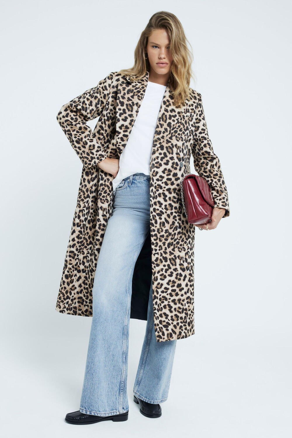 Леопардовое длинное пальто River Island, коричневый 
Леопардовое длинное пальто River Island, коричневый