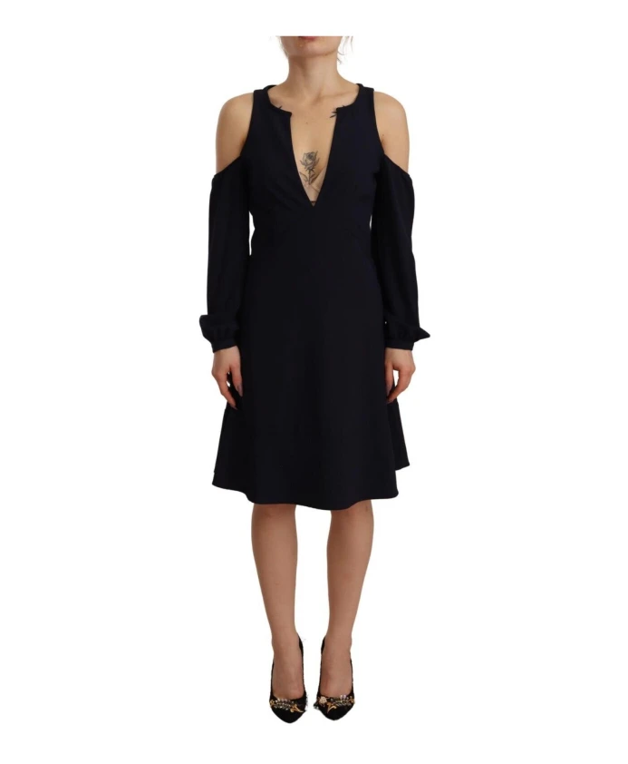 Платье А силуэта S с длинными рукавами и открытыми плечами Twinset, черный
Платье А силуэта S с длинными рукавами и открытыми плечами Twinset, черный