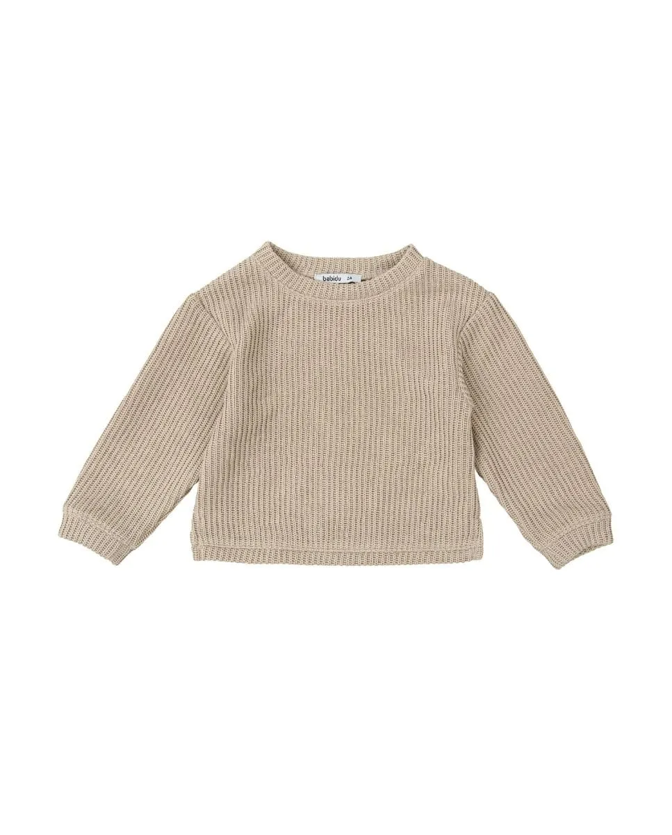 Детский джемпер из рубчика с круглым вырезом Babidú, бежевый
Детский джемпер из рубчика с круглым вырезом Babidú, бежевый