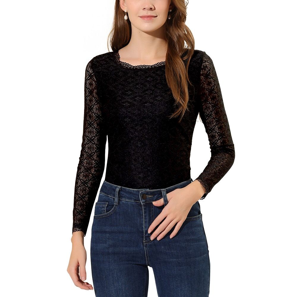 Женская кружевная блузка с круглым вырезом и длинными рукавами, прозрачная цветочная вышивка ALLEGRA K, черный
Женская кружевная блузка с круглым вырезом и длинными рукавами, прозрачная цветочная вышивка ALLEGRA K, черный