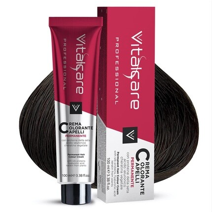 Профессиональная стойкая краска для волос с протеинами шелка 100 мл - Золотисто-коричневый 4/3, Vitalcare
Профессиональная стойкая краска для волос с протеинами шелка 100 мл - Золотисто-коричневый 4/3, Vitalcare