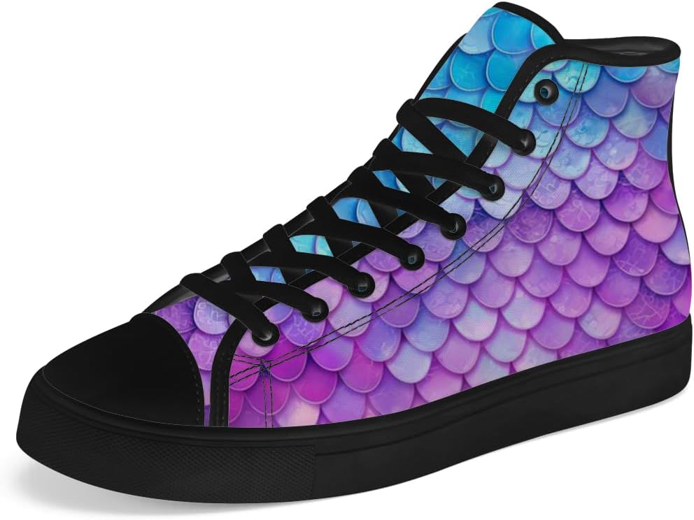 Высокие кеды с тканевым верхом с рисунком русалочьей чешуи для мужчин и женщин, шнурованные повседневные обувь, подарки для мальчиков и девочек Chebing, пурпурный
Высокие кеды с тканевым верхом с рисунком русалочьей чешуи для мужчин и женщин, шнурованные повседневные обувь, подарки для мальчиков и девочек Chebing, пурпурный