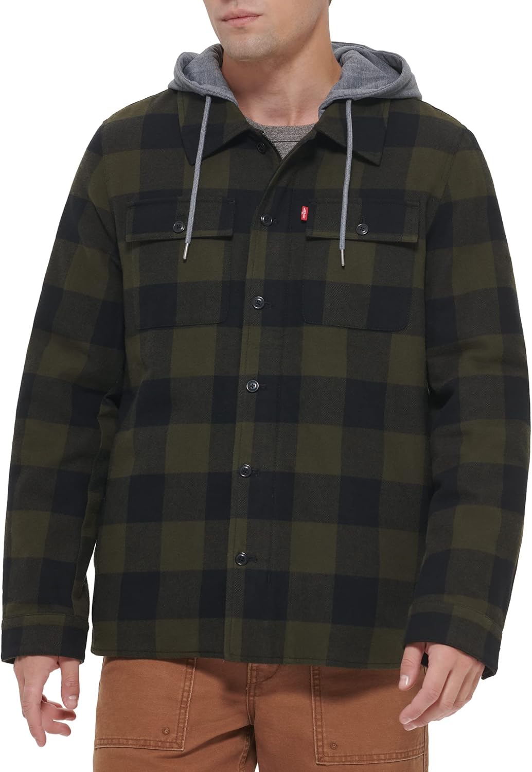 Мужская клетчатая куртка-рубашка Levi's с капюшоном и подкладкой из шерпы (стандартные размеры, большие и высокие), Olive Buffalo Check
Мужская клетчатая куртка-рубашка Levi's с капюшоном и подкладкой из шерпы (стандартные размеры, большие и высокие), Olive Buffalo Check