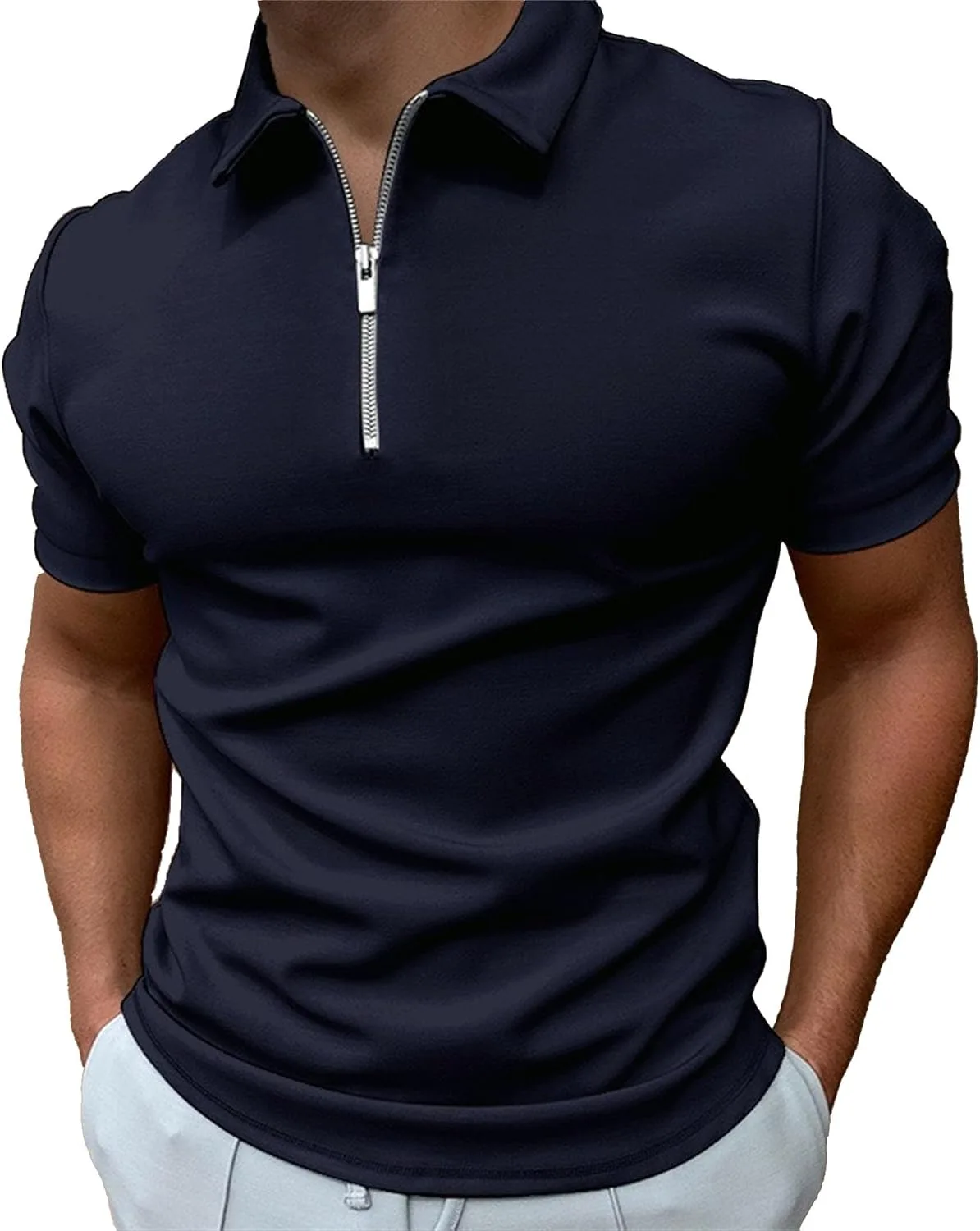 Мужская поло с молнией летняя с коротким рукавом и отложным воротником QOAAIE
Мужская поло с молнией летняя с коротким рукавом и отложным воротником QOAAIE