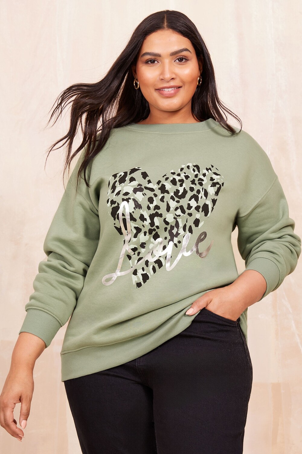 Толстовка из джерси с изображением сердца Curves Like These, зеленый
Толстовка из джерси с изображением сердца Curves Like These, зеленый