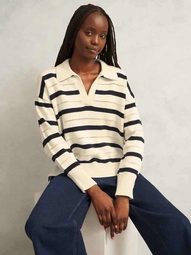 Поло-свитер Beauford в полоску Hobbs, Cream/Navy
Поло-свитер Beauford в полоску Hobbs, Cream/Navy