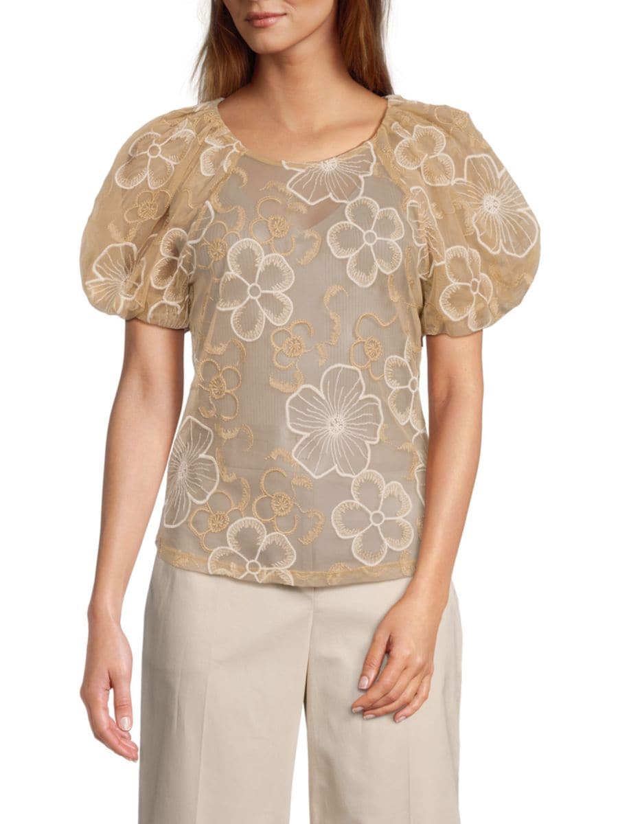 Топ с вышитыми сетчатыми рукавами-буфами Laundry by Shelli Segal, бежевый
Топ с вышитыми сетчатыми рукавами-буфами Laundry by Shelli Segal, бежевый