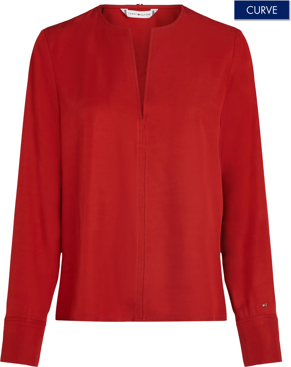Tommy Hilfiger Curve блузка с длинными рукавами "CRV ВИСКОЗА V-NECK LS BLOUSE", Большие размеры, красный