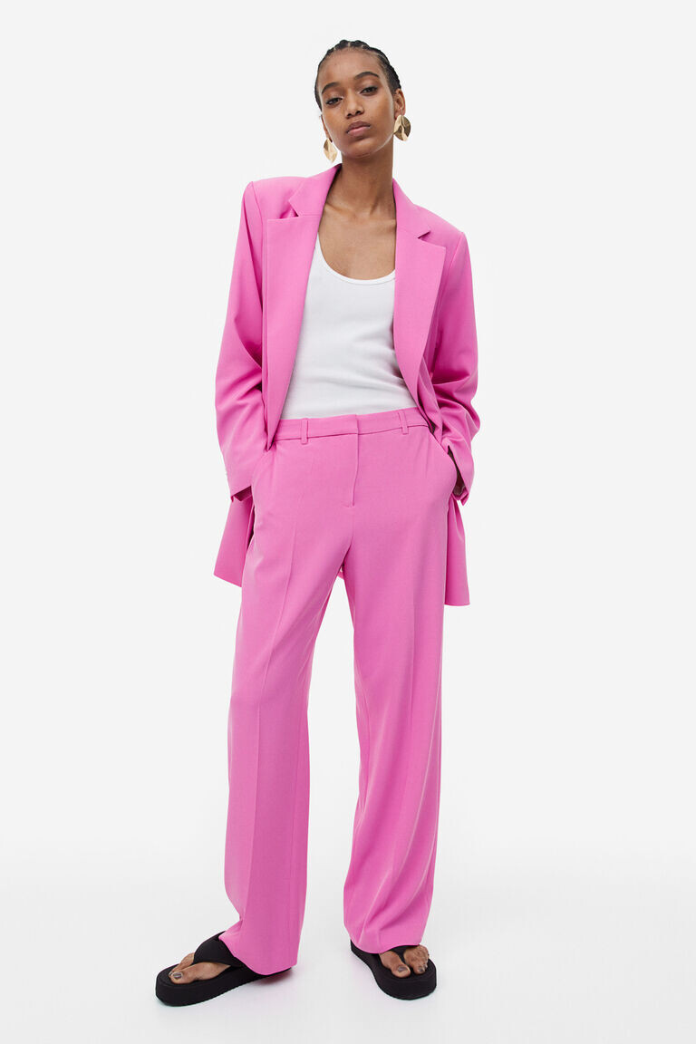 Прямые брюки H&M, розовый 
Прямые брюки H&M, розовый