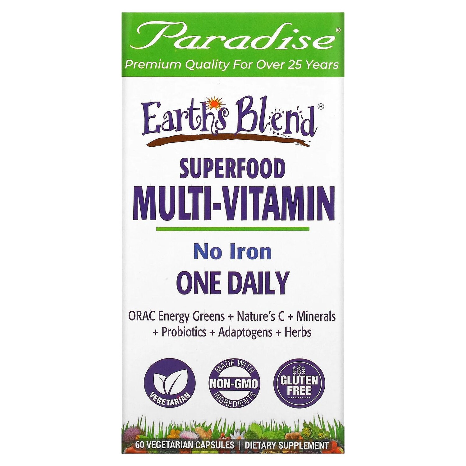 Paradise Herbs Энергия ORAC Earth's Blend ежедневный сверхпитательный мультивитамин 60 капсул на растительной основе
Paradise Herbs Энергия ORAC Earth's Blend ежедневный сверхпитательный мультивитамин 60 капсул на растительной основе