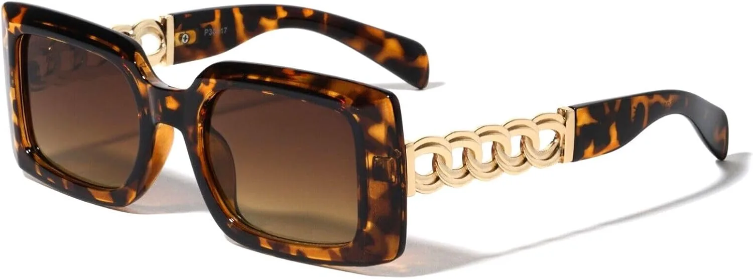 Солнцезащитные очки Dweebzilla Wide Square Sleek Gold Cuban Link с цепочкой в стиле ретро, дизайнерская мода, Tortoise & Gold Frame - Brown Gradient Lenses
Солнцезащитные очки Dweebzilla Wide Square Sleek Gold Cuban Link с цепочкой в стиле ретро, дизайнерская мода, Tortoise & Gold Frame - Brown Gradient Lenses